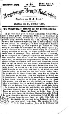 Augsburger neueste Nachrichten Dienstag 24. Februar 1874