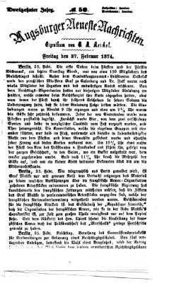 Augsburger neueste Nachrichten Freitag 27. Februar 1874