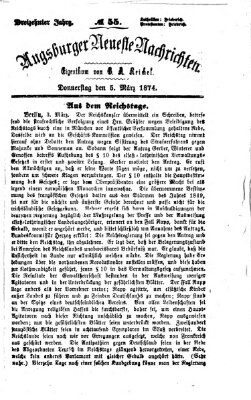 Augsburger neueste Nachrichten Donnerstag 5. März 1874