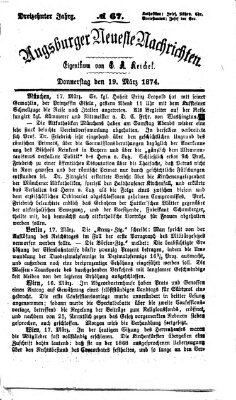 Augsburger neueste Nachrichten Donnerstag 19. März 1874