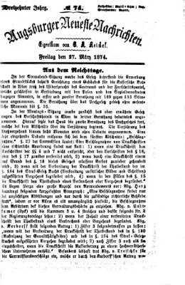 Augsburger neueste Nachrichten Freitag 27. März 1874