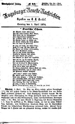 Augsburger neueste Nachrichten Sonntag 5. April 1874