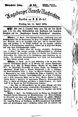 Augsburger neueste Nachrichten Dienstag 14. April 1874