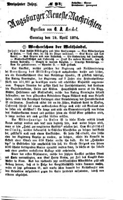 Augsburger neueste Nachrichten Sonntag 19. April 1874