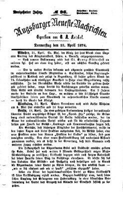 Augsburger neueste Nachrichten Donnerstag 23. April 1874