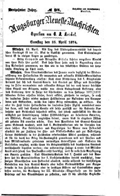 Augsburger neueste Nachrichten Samstag 25. April 1874