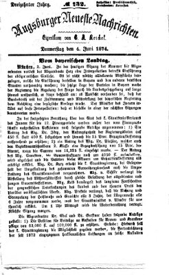 Augsburger neueste Nachrichten Donnerstag 4. Juni 1874