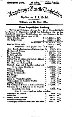 Augsburger neueste Nachrichten Mittwoch 10. Juni 1874