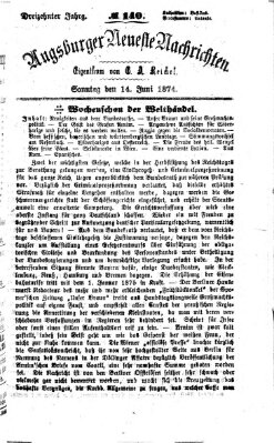 Augsburger neueste Nachrichten Sonntag 14. Juni 1874