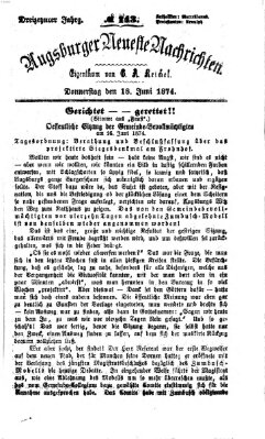 Augsburger neueste Nachrichten Donnerstag 18. Juni 1874