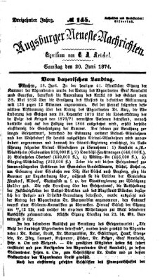 Augsburger neueste Nachrichten Samstag 20. Juni 1874