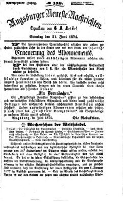 Augsburger neueste Nachrichten Sonntag 21. Juni 1874