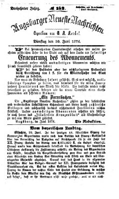 Augsburger neueste Nachrichten Dienstag 30. Juni 1874