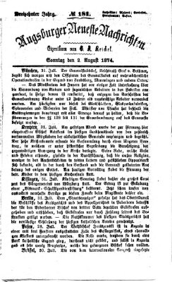 Augsburger neueste Nachrichten Sonntag 2. August 1874