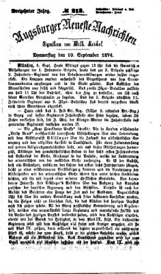 Augsburger neueste Nachrichten Donnerstag 10. September 1874