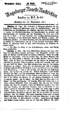 Augsburger neueste Nachrichten Dienstag 15. September 1874