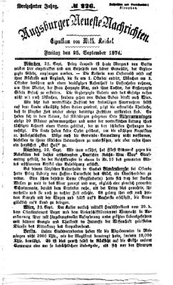 Augsburger neueste Nachrichten Freitag 25. September 1874