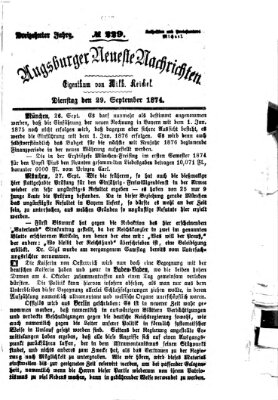 Augsburger neueste Nachrichten Dienstag 29. September 1874