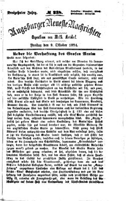 Augsburger neueste Nachrichten Freitag 9. Oktober 1874