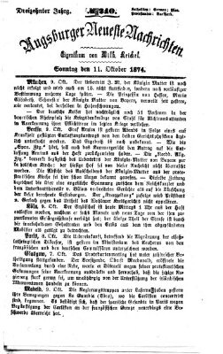 Augsburger neueste Nachrichten Sonntag 11. Oktober 1874