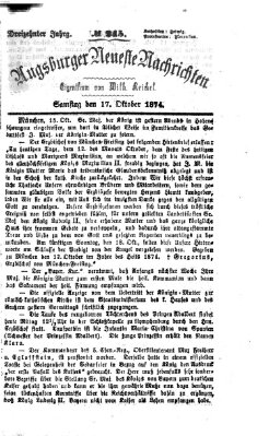 Augsburger neueste Nachrichten Samstag 17. Oktober 1874