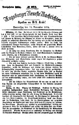 Augsburger neueste Nachrichten Donnerstag 19. November 1874