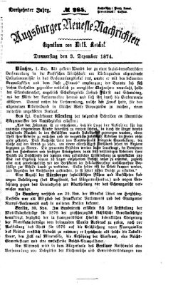 Augsburger neueste Nachrichten Donnerstag 3. Dezember 1874