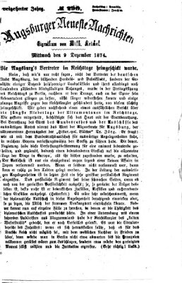 Augsburger neueste Nachrichten Mittwoch 9. Dezember 1874