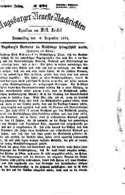 Augsburger neueste Nachrichten Donnerstag 10. Dezember 1874