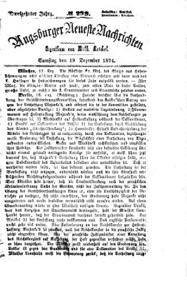 Augsburger neueste Nachrichten Samstag 19. Dezember 1874