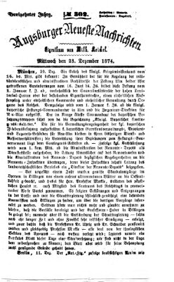 Augsburger neueste Nachrichten Mittwoch 23. Dezember 1874