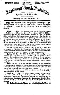 Augsburger neueste Nachrichten Mittwoch 30. Dezember 1874