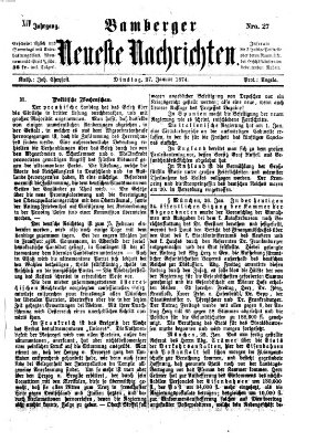 Bamberger neueste Nachrichten Dienstag 27. Januar 1874