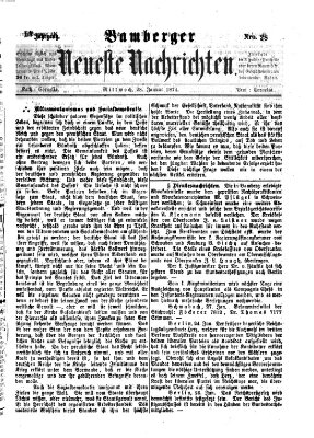 Bamberger neueste Nachrichten Mittwoch 28. Januar 1874