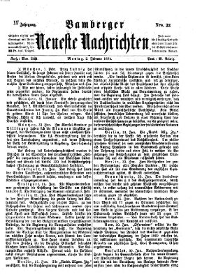 Bamberger neueste Nachrichten Montag 2. Februar 1874