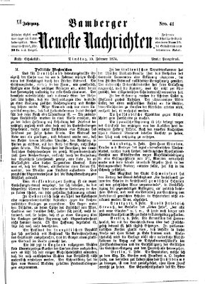 Bamberger neueste Nachrichten Dienstag 10. Februar 1874