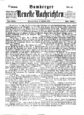 Bamberger neueste Nachrichten Donnerstag 12. Februar 1874