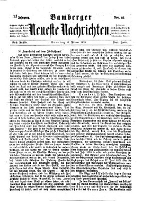 Bamberger neueste Nachrichten Sonntag 15. Februar 1874