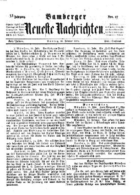 Bamberger neueste Nachrichten Montag 16. Februar 1874