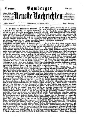 Bamberger neueste Nachrichten Mittwoch 18. Februar 1874