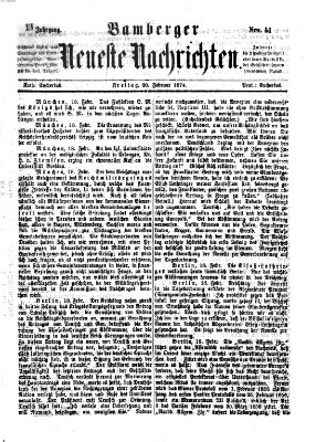 Bamberger neueste Nachrichten Freitag 20. Februar 1874