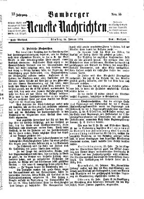 Bamberger neueste Nachrichten Dienstag 24. Februar 1874