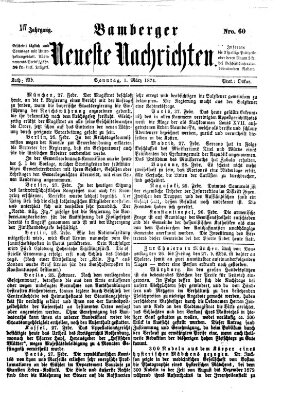 Bamberger neueste Nachrichten Sonntag 1. März 1874