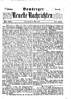 Bamberger neueste Nachrichten Mittwoch 4. März 1874