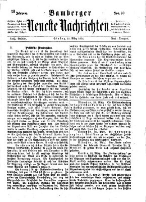 Bamberger neueste Nachrichten Dienstag 31. März 1874