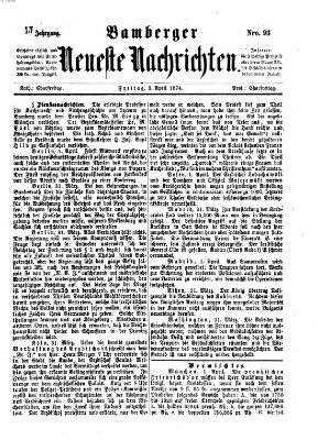 Bamberger neueste Nachrichten Freitag 3. April 1874