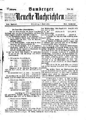 Bamberger neueste Nachrichten Dienstag 7. April 1874