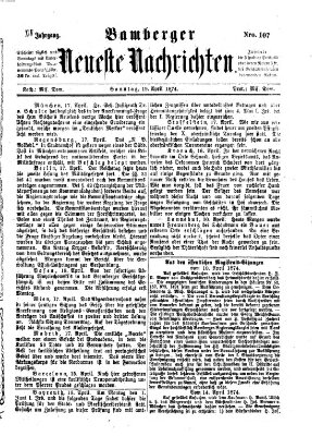 Bamberger neueste Nachrichten Sonntag 19. April 1874