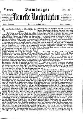 Bamberger neueste Nachrichten Montag 20. April 1874