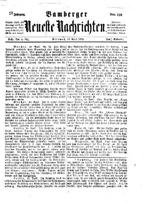 Bamberger neueste Nachrichten Mittwoch 22. April 1874